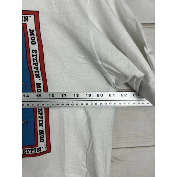 Vintage Screen Stars Best Moo Steppin Shirt Mens XL White Cow Graphic Tee 90s - Picture 7 of 8